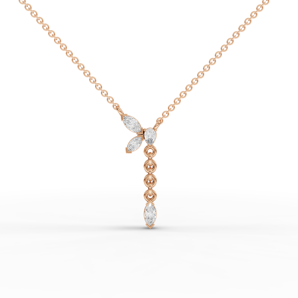 0.20 CT Marquise Butterfly Drop Lab Grown Diamond Necklace in rose gold