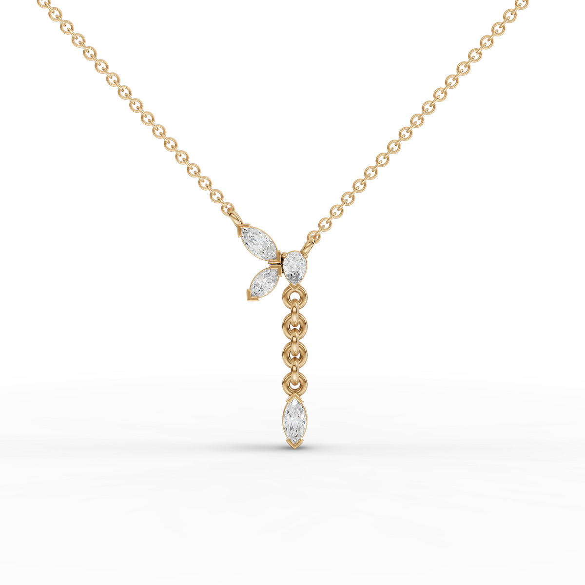 0.20 CT Marquise Butterfly Drop Lab Grown Diamond Necklace in yellow gold