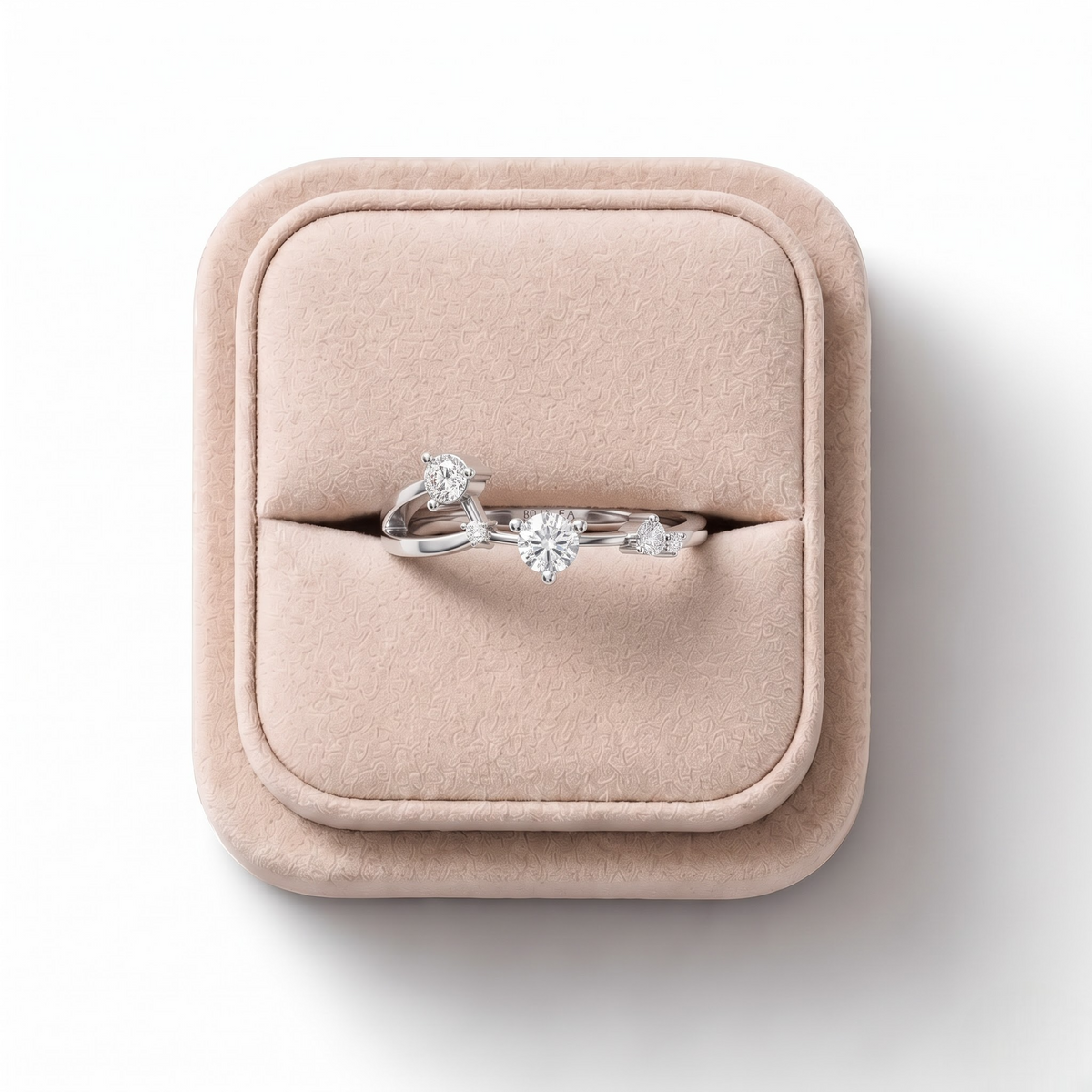 0.20 CT Round Aries Lab Grown Diamond Ring, on a white background