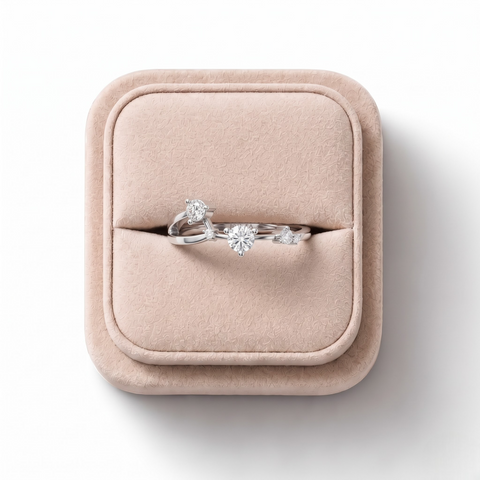 0.20 CT Round Aries Lab Grown Diamond Ring, on a white background