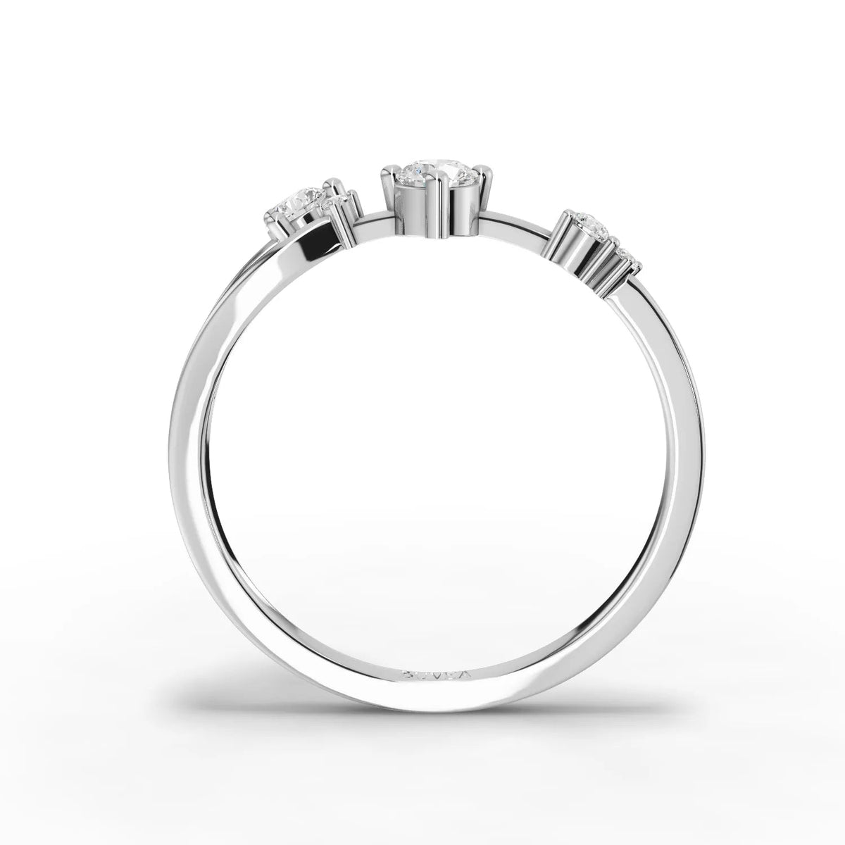 Refined 18K gold ring featuring three round lab-grown diamonds, arranged in an airy Aries constellation design.