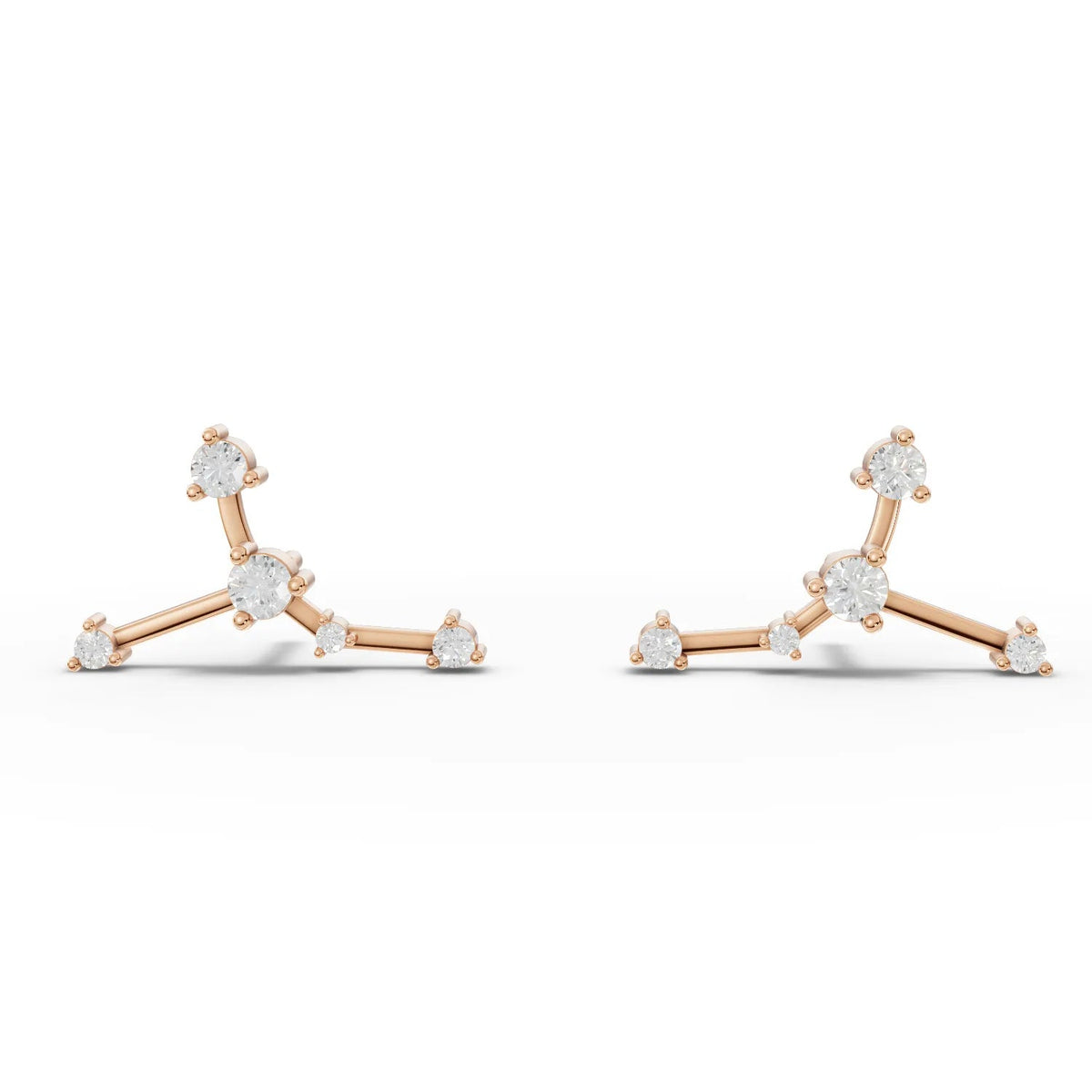 0.20 Ct Cancer lab diamond earrings in 18K gold, featuring multiple round diamonds in a constellation design.