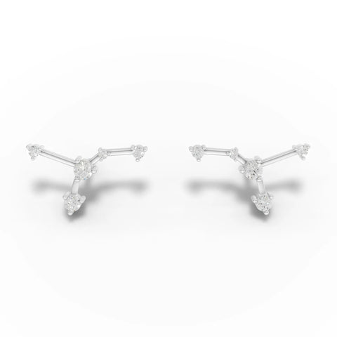 Delicate 0.20 Ct Cancer lab-grown diamond earrings in 18K gold, showcasing a constellation design with round diamonds.