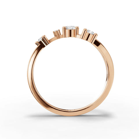 Round lab-grown diamond ring in 18K rose gold, featuring multiple stones arranged for the Cancer zodiac constellation.