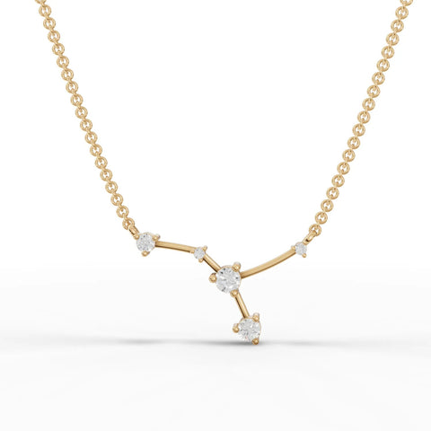 0.22 Ct Cancer lab-grown diamond pendant in 18K gold, featuring round diamonds arranged in the Cancer constellation design.