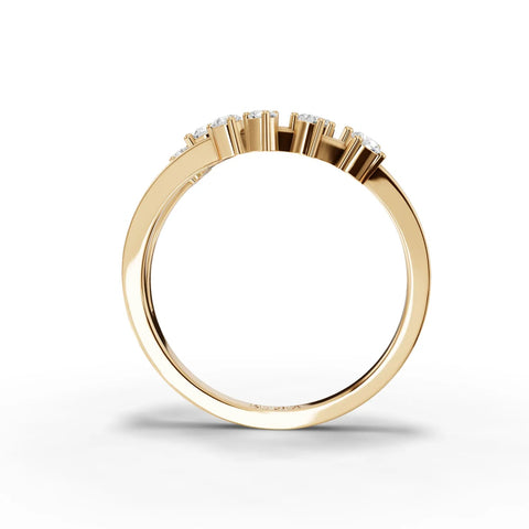 Sculptural open band ring in 18k gold, set with round lab grown diamonds representing the Aquarius constellation.