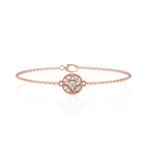 0.24 CT round lab-grown diamond medallion bracelet rose gold top view
