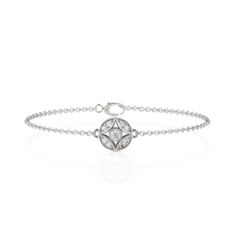 0.24 CT round lab-grown diamond medallion chain bracelet with circular motif and secure clasp