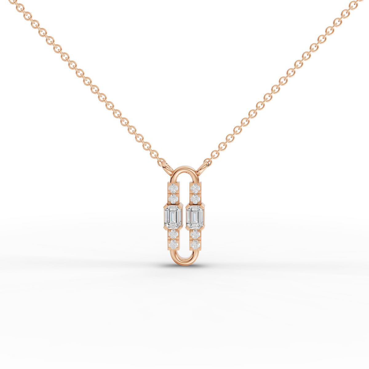0.25 CT Emerald Lab Grown Diamond Link Pendant in rose gold