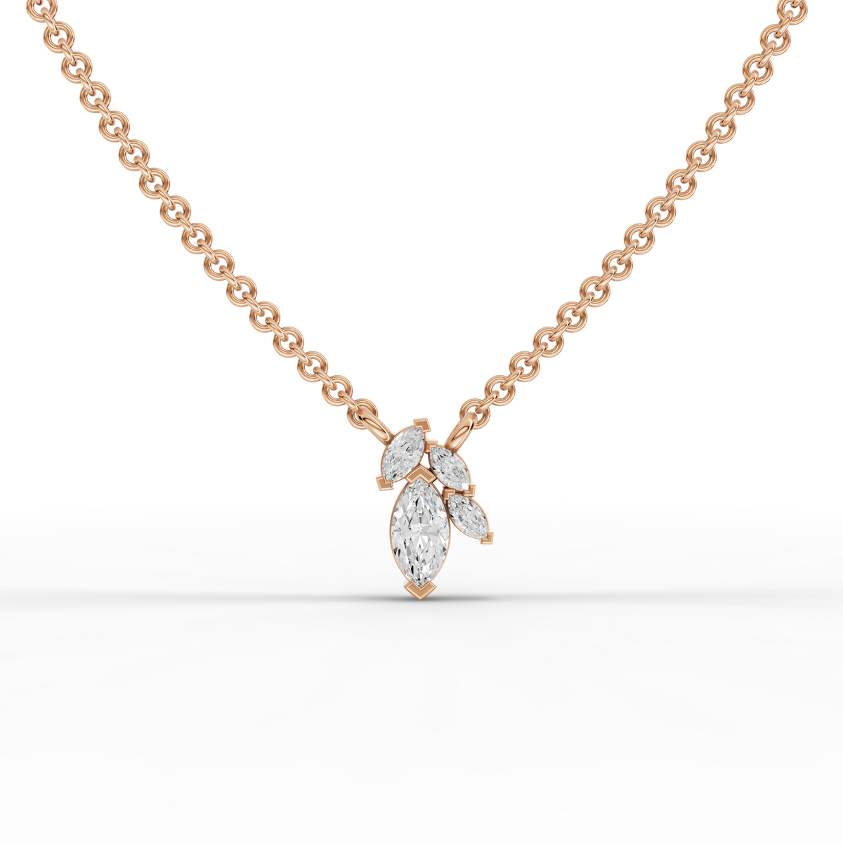 0.25 CT Marquise Cluster Lab Grown Diamond Pendant in rose gold