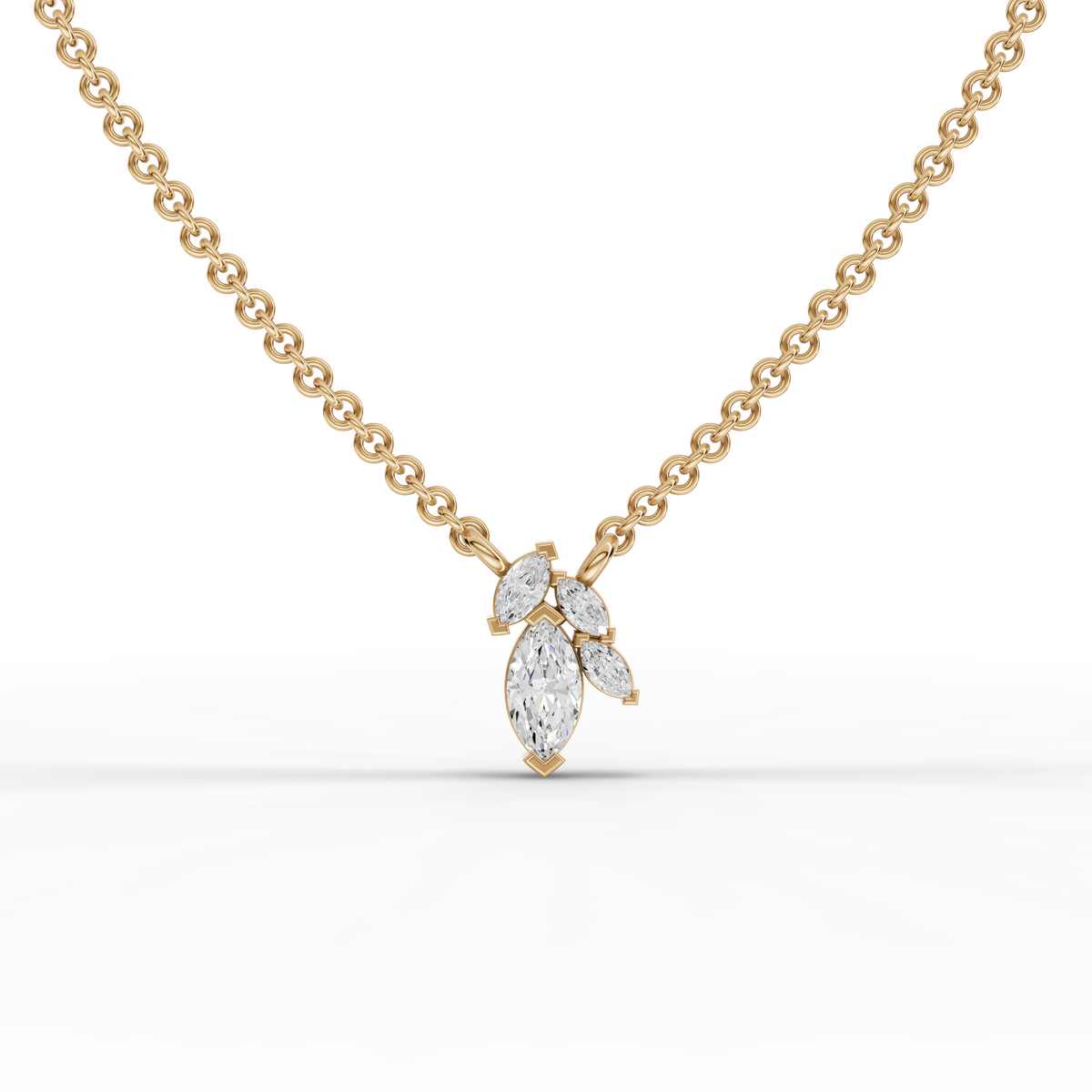 0.25 CT Marquise Cluster Lab Grown Diamond Pendant in yellow gold