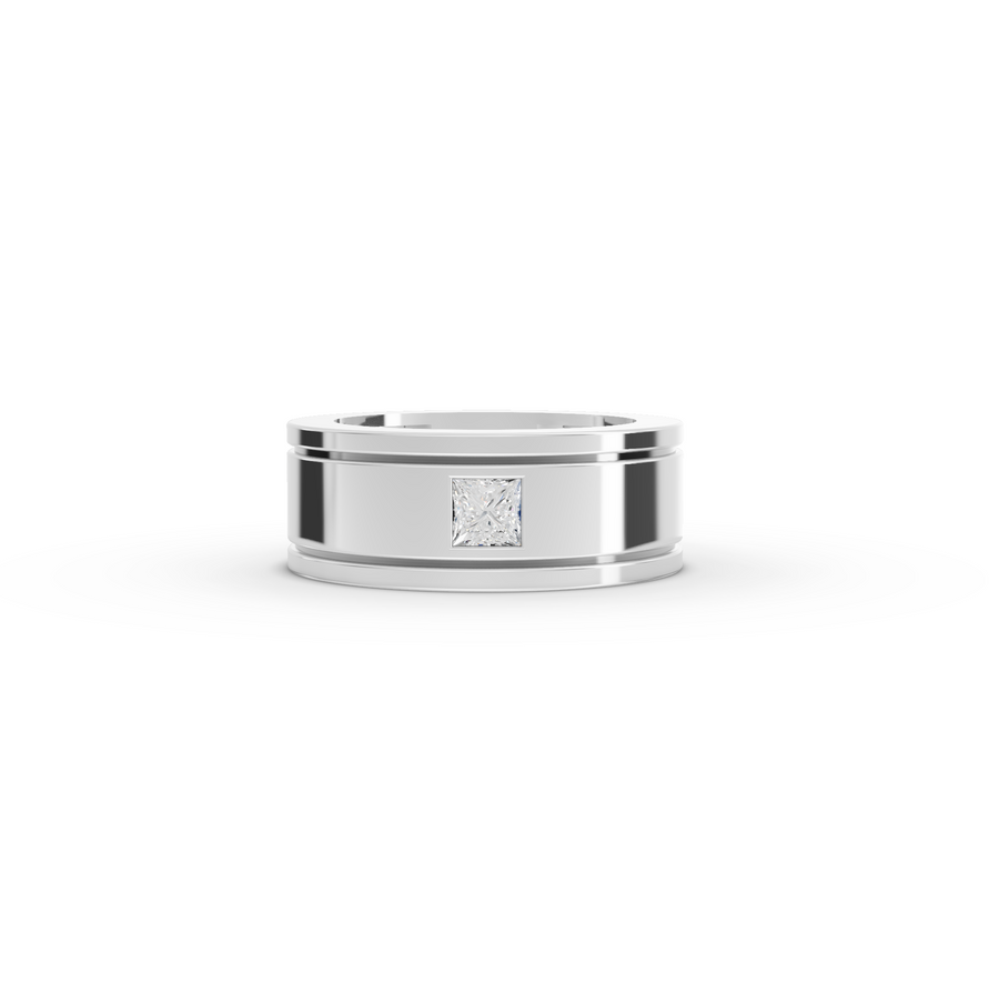 0.25 CT Princess Lab Diamond Men's Wide Band Ring in white gold