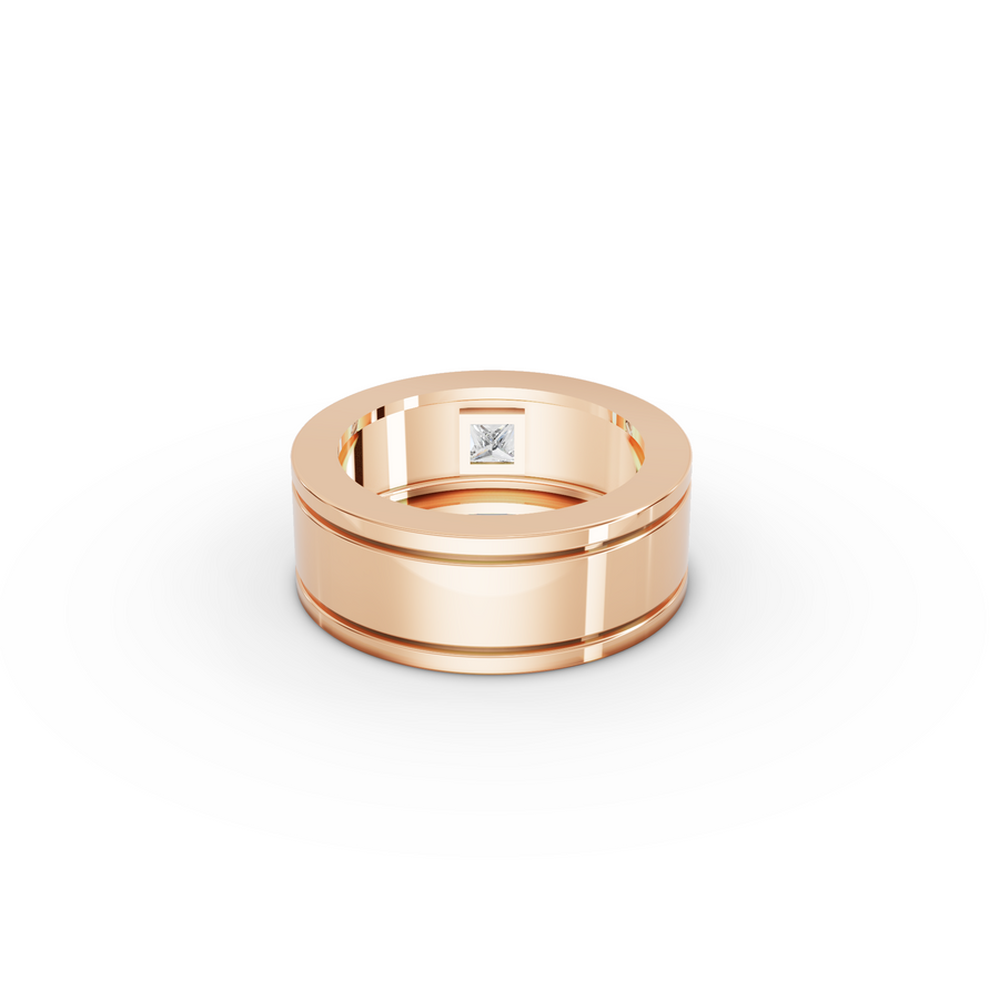 0.25 CT Princess Lab Diamond Men's Wide Band Ring, view 6