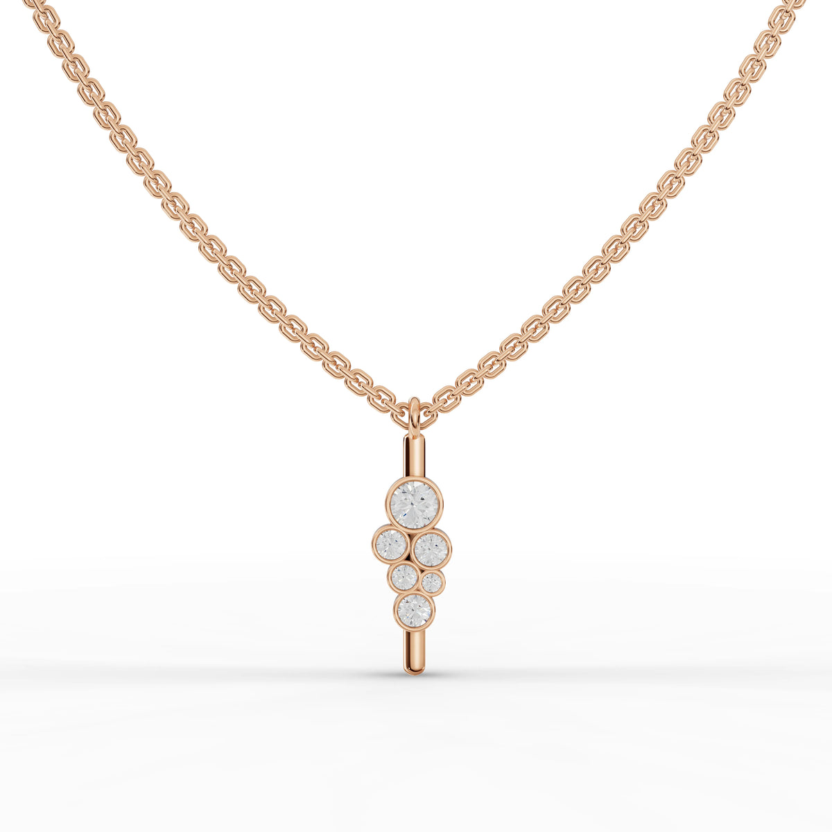 0.25 CT Round Bezel Statement Lab Grown Diamond Pendant in rose gold