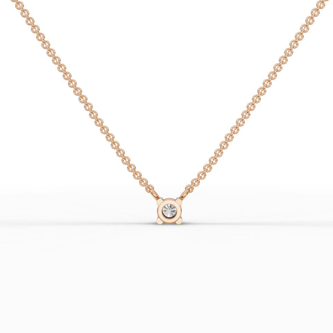 0.25 CT Round Solitaire Lab Grown Diamond Pendant in rose gold, angled view