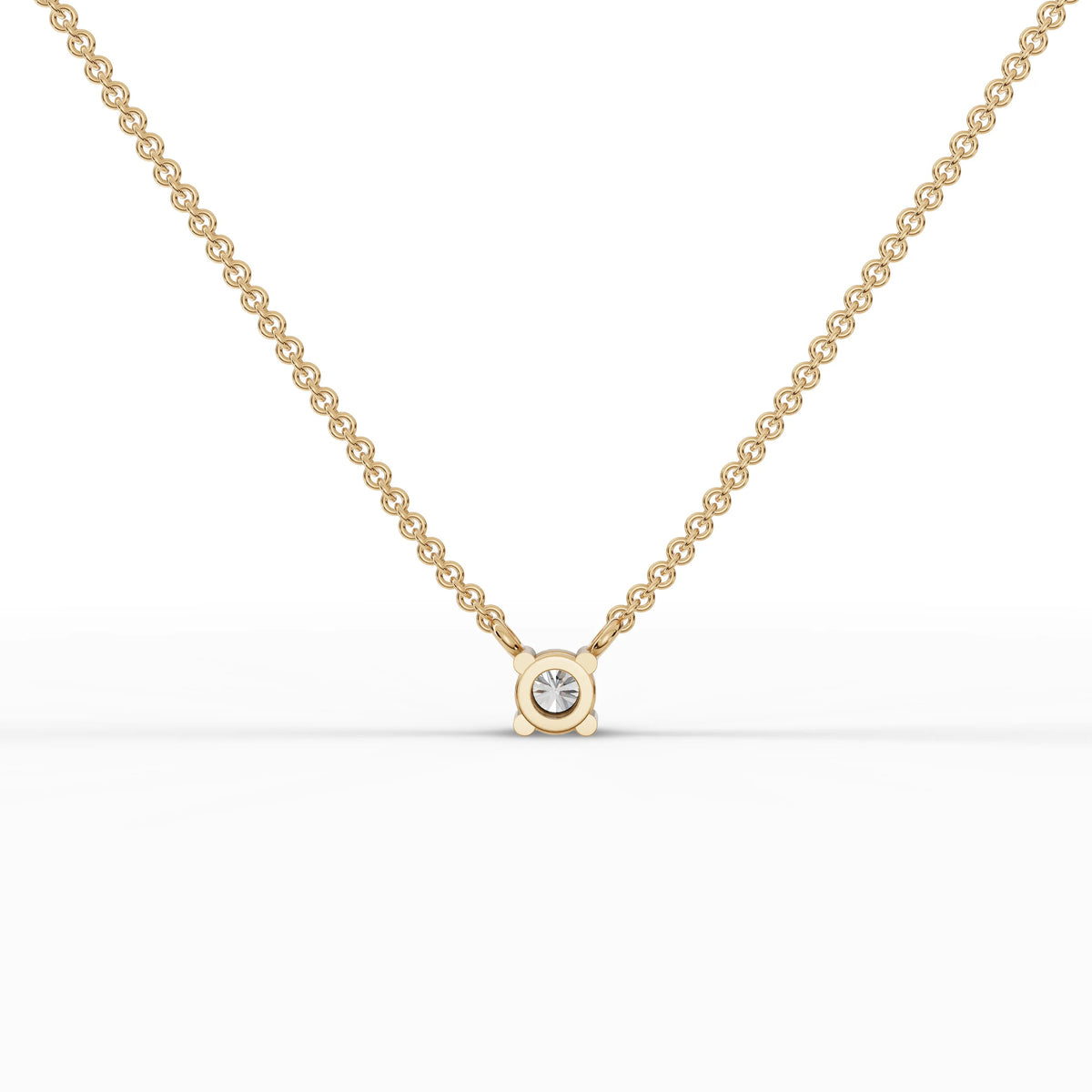 0.25 CT Round Solitaire Lab Grown Diamond Pendant in yellow gold, angled view