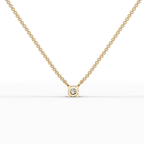 0.25 CT Round Solitaire Lab Grown Diamond Pendant in yellow gold, angled view