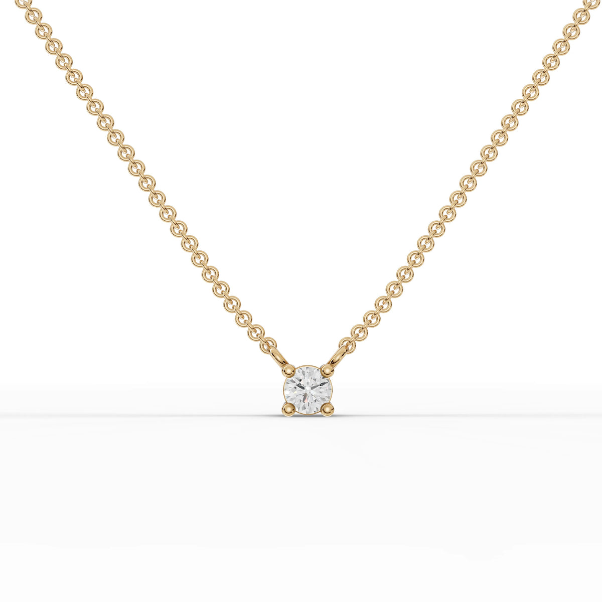 0.25 CT Round Solitaire Lab Grown Diamond Pendant in yellow gold, top view