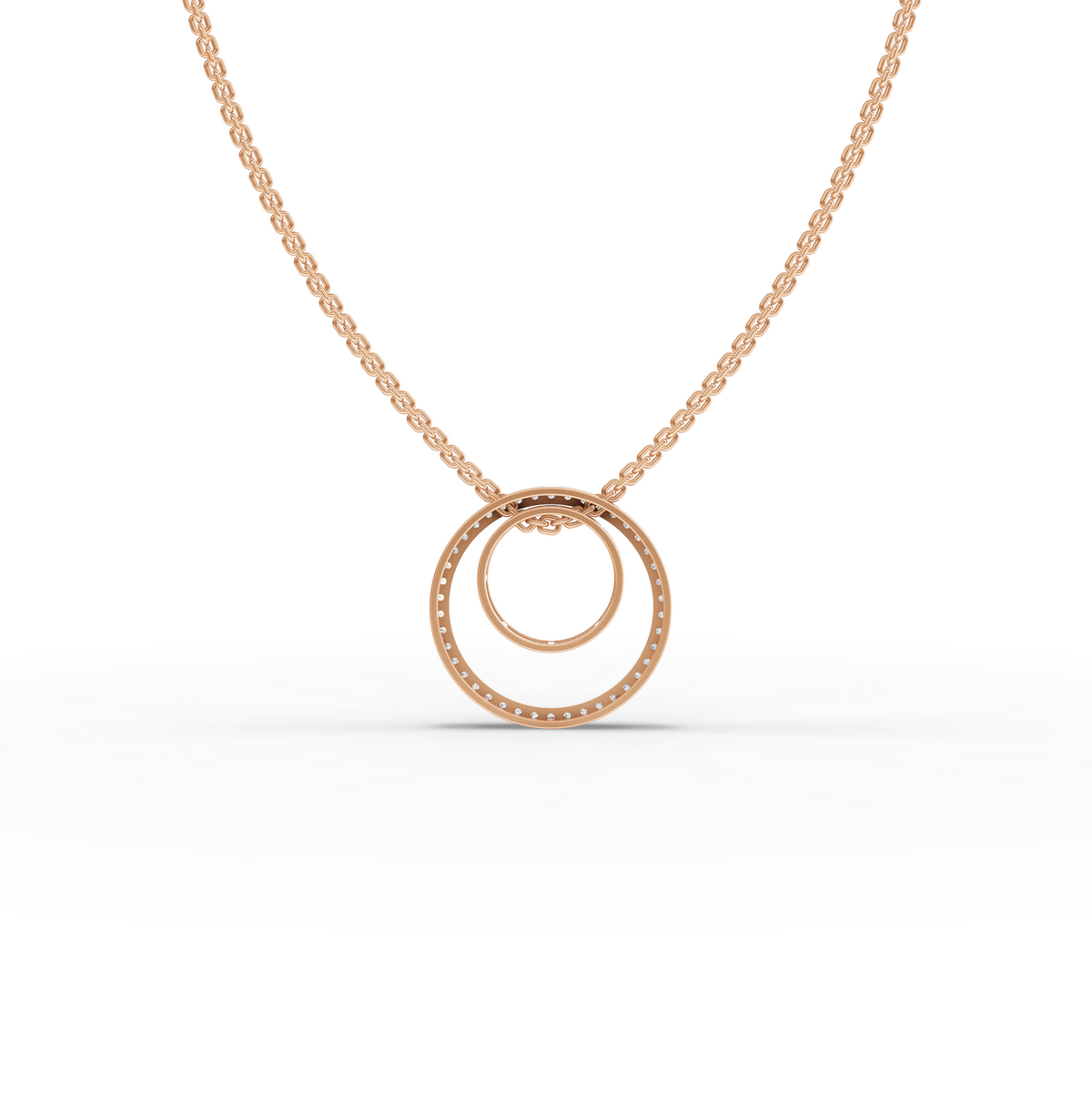 0.27 CT Double Circle Pavé Lab Grown Diamond Pendant Necklace, view 6
