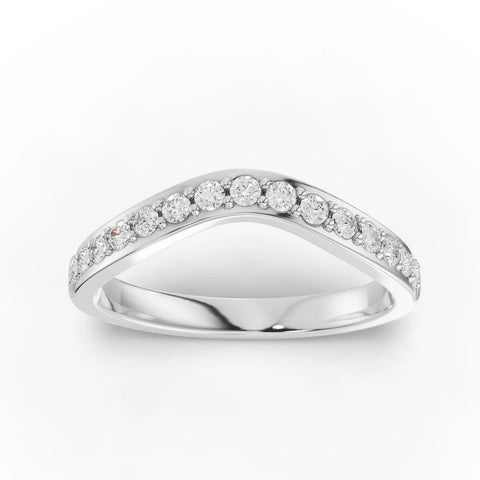 0.27 ct round curved pavé lab-grown diamond band with eternity-style sparkle and slim wedding ring profile
