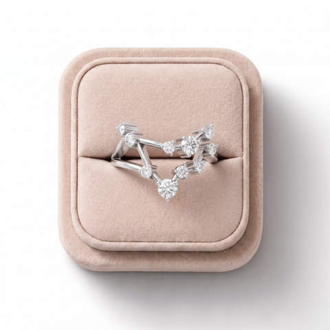 0.30 CT Round Capricorn Lab Grown Diamond Ring, on a white background