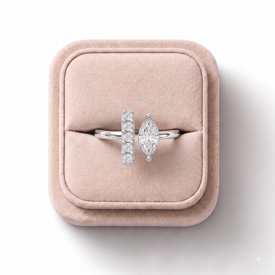 0.32 CT Marquise Lab Grown Diamond Accent Ring, on a white background