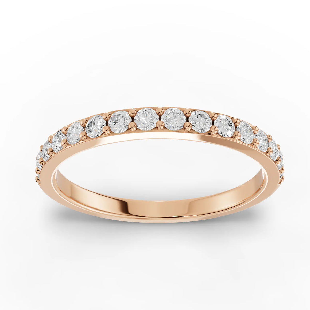 0.32 CT Round Pavé Half Eternity Lab Grown Diamond Band in rose gold, top view