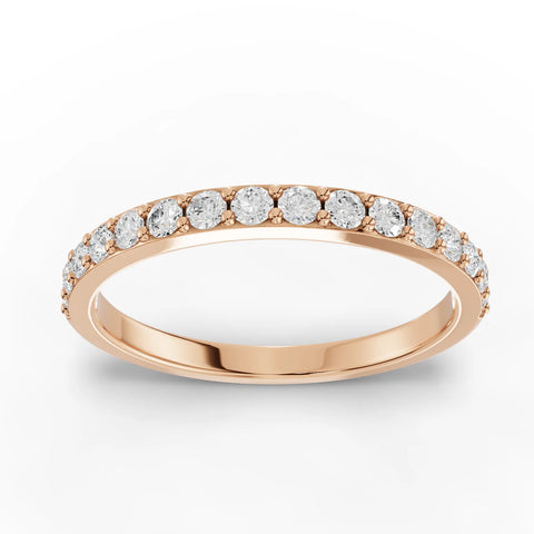 0.32 CT Round Pavé Half Eternity Lab Grown Diamond Band in rose gold, top view