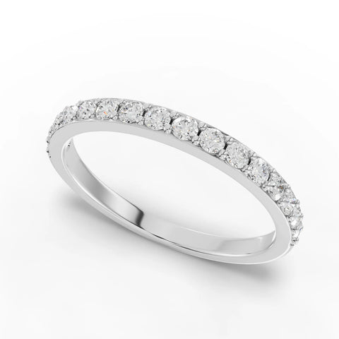 0.32 CT Round Pavé Half Eternity Lab Grown Diamond Band in white gold, angled view