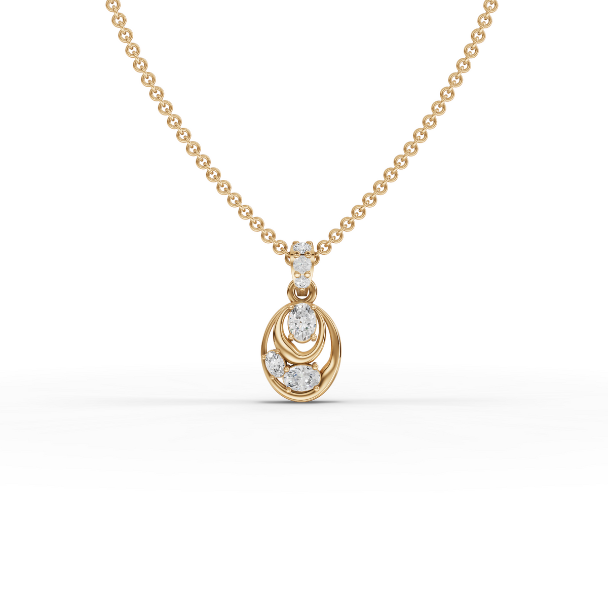 0.33 CT Oval Lab Grown Diamond Pendant in yellow gold