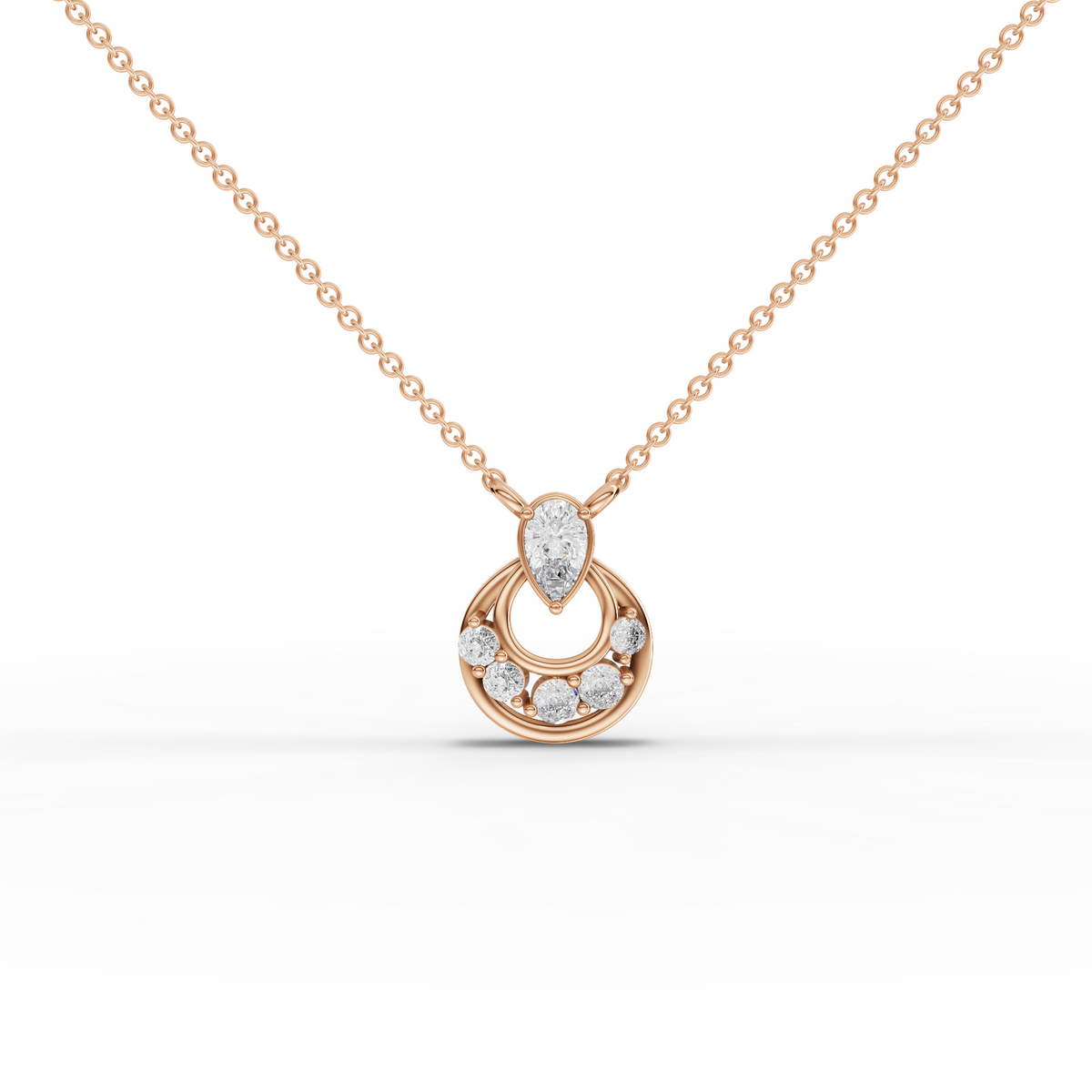 0.33 CT Pear Halo Lab Grown Diamond Pendant in rose gold