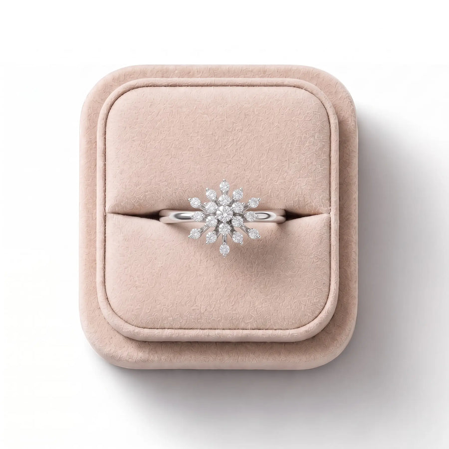 0.33 CT Round Statement Lab Grown Diamond Ring, on a white background