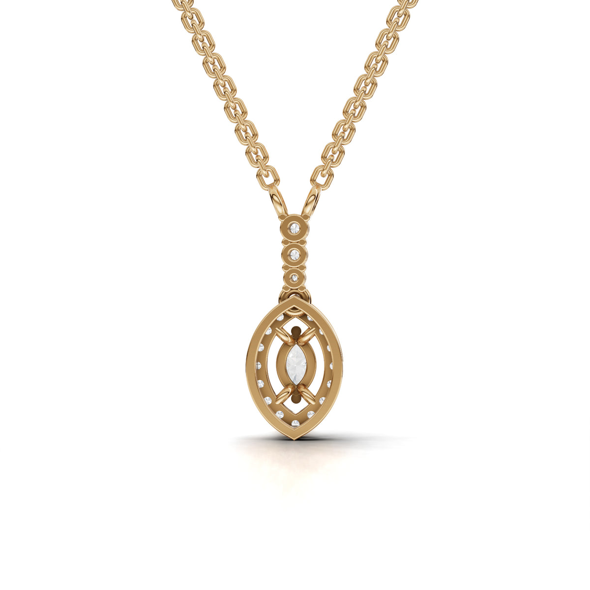 0.34 CT Marquise Halo Lab Grown Diamond Pendant, view 4