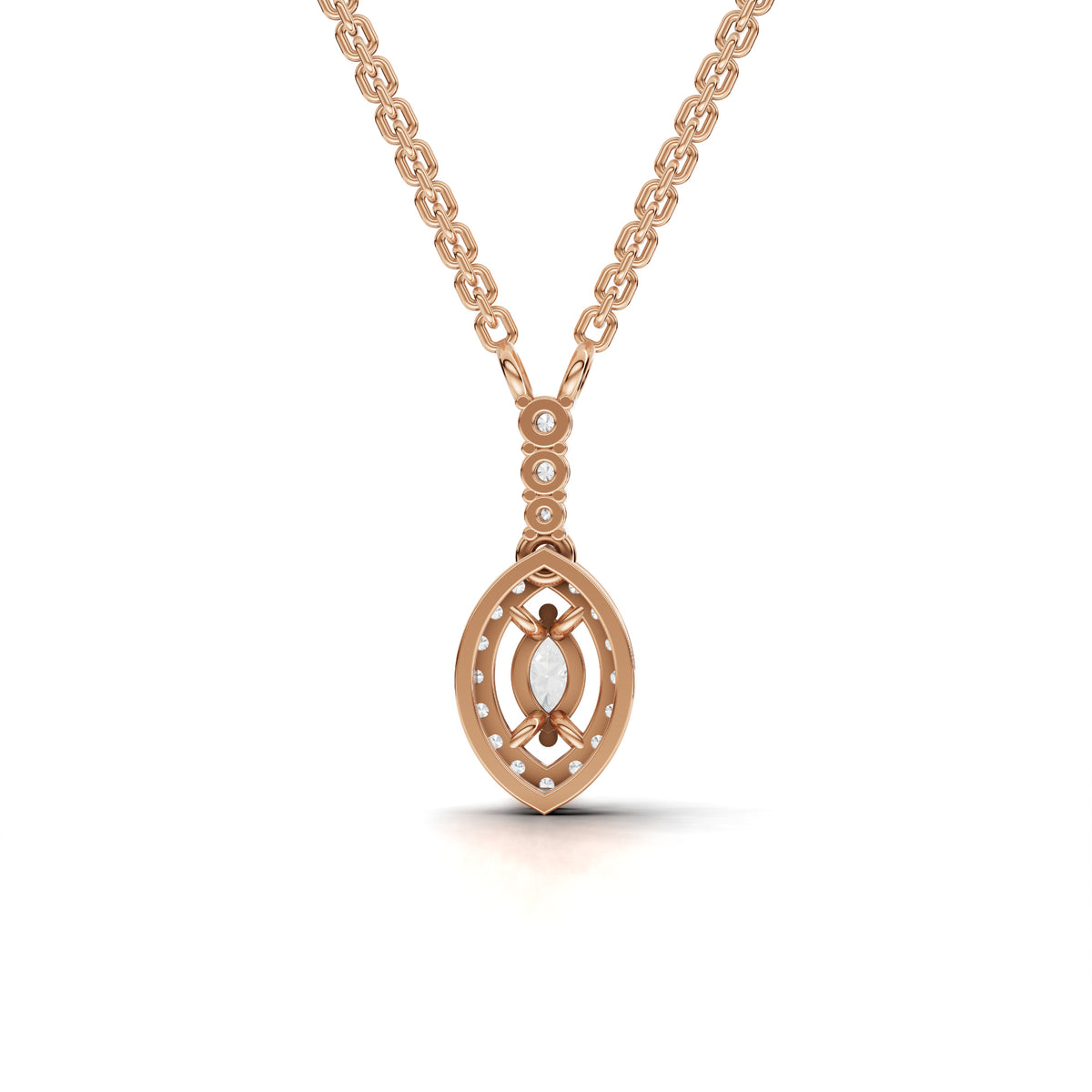 0.34 CT Marquise Halo Lab Grown Diamond Pendant, view 6