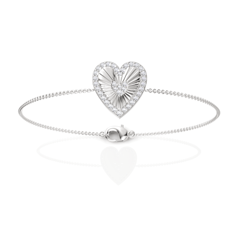 0.34 CT Round Heart Pavé Lab Grown Diamond Bracelet in white gold