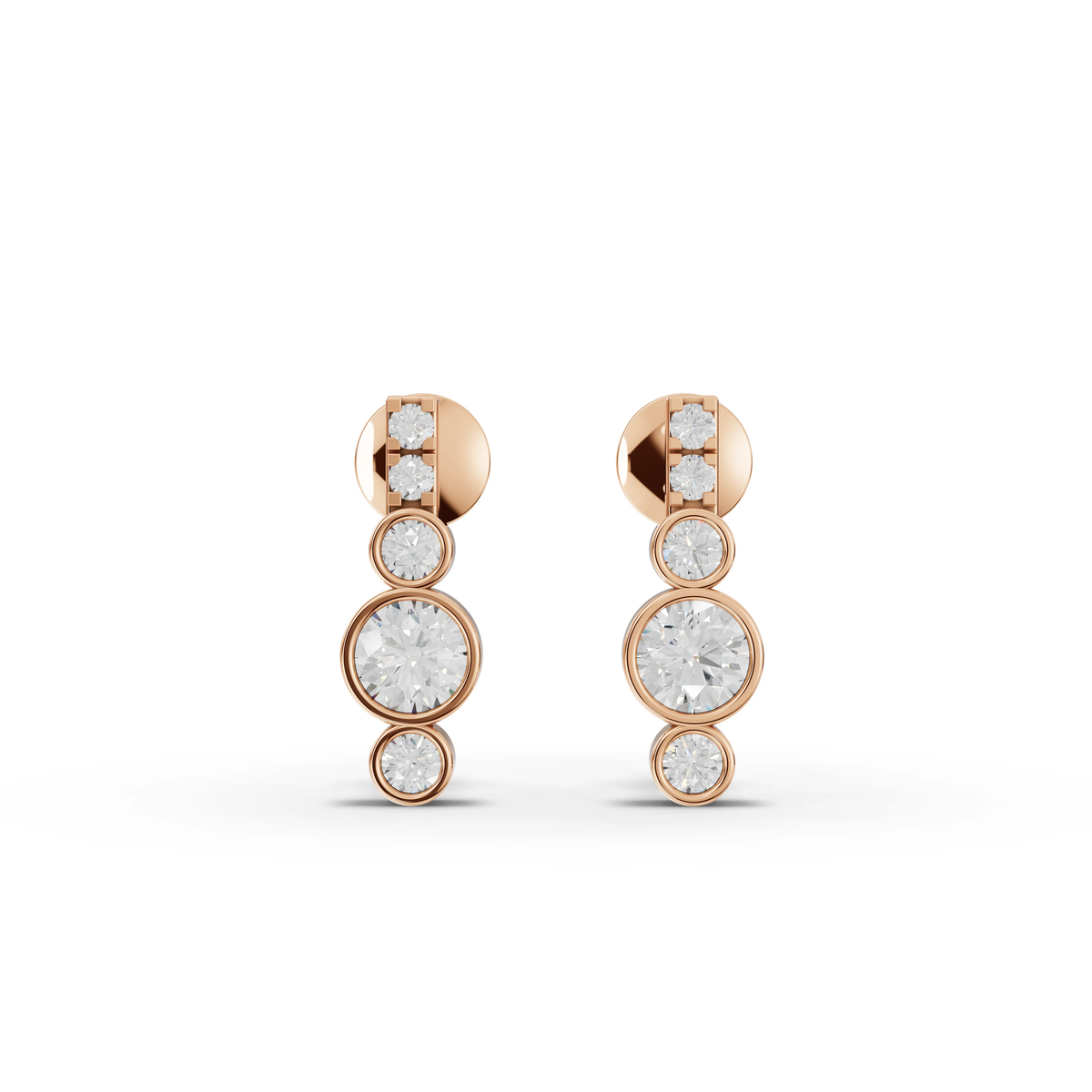 0.35 CT Round Bezel Lab Grown Diamond Drops Studs in rose gold