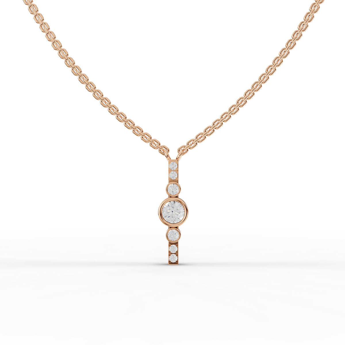 0.35 CT Round Bezel Lab Grown Diamond Pendant in rose gold