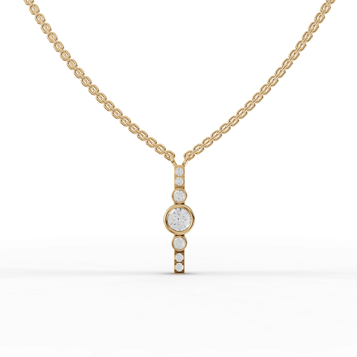 0.35 CT Round Bezel Lab Grown Diamond Pendant in yellow gold