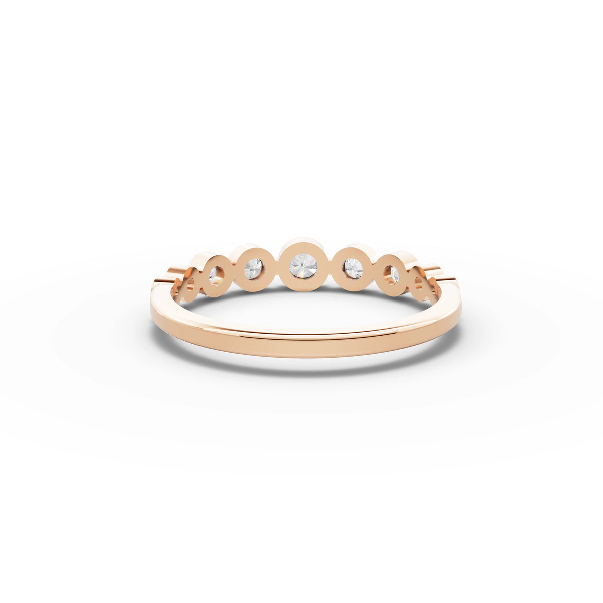 0.35 CT Round Bezel Set Half Eternity Lab Grown Diamond Band in rose gold, close-up