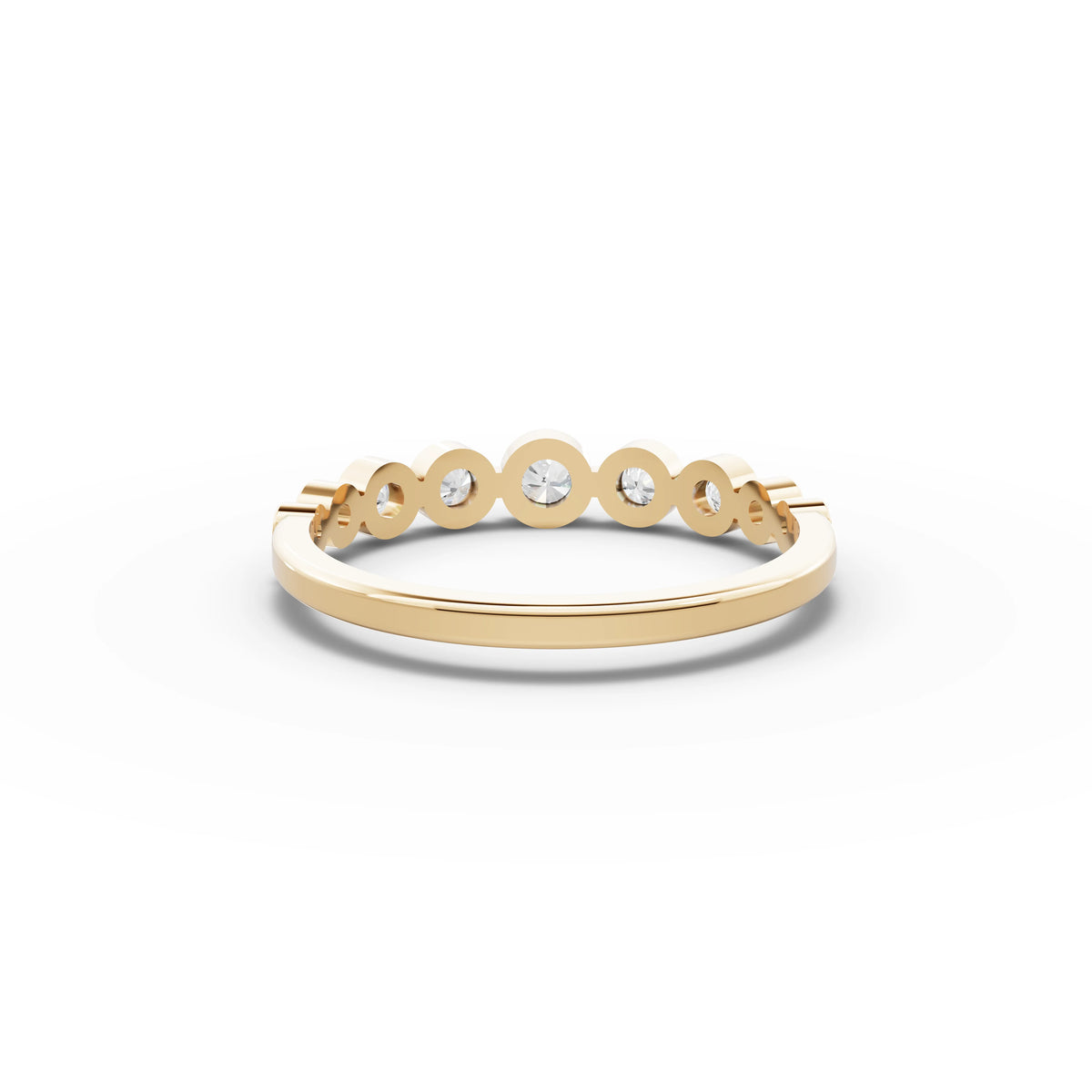 0.35 CT Round Bezel Set Half Eternity Lab Grown Diamond Band in yellow gold, close-up