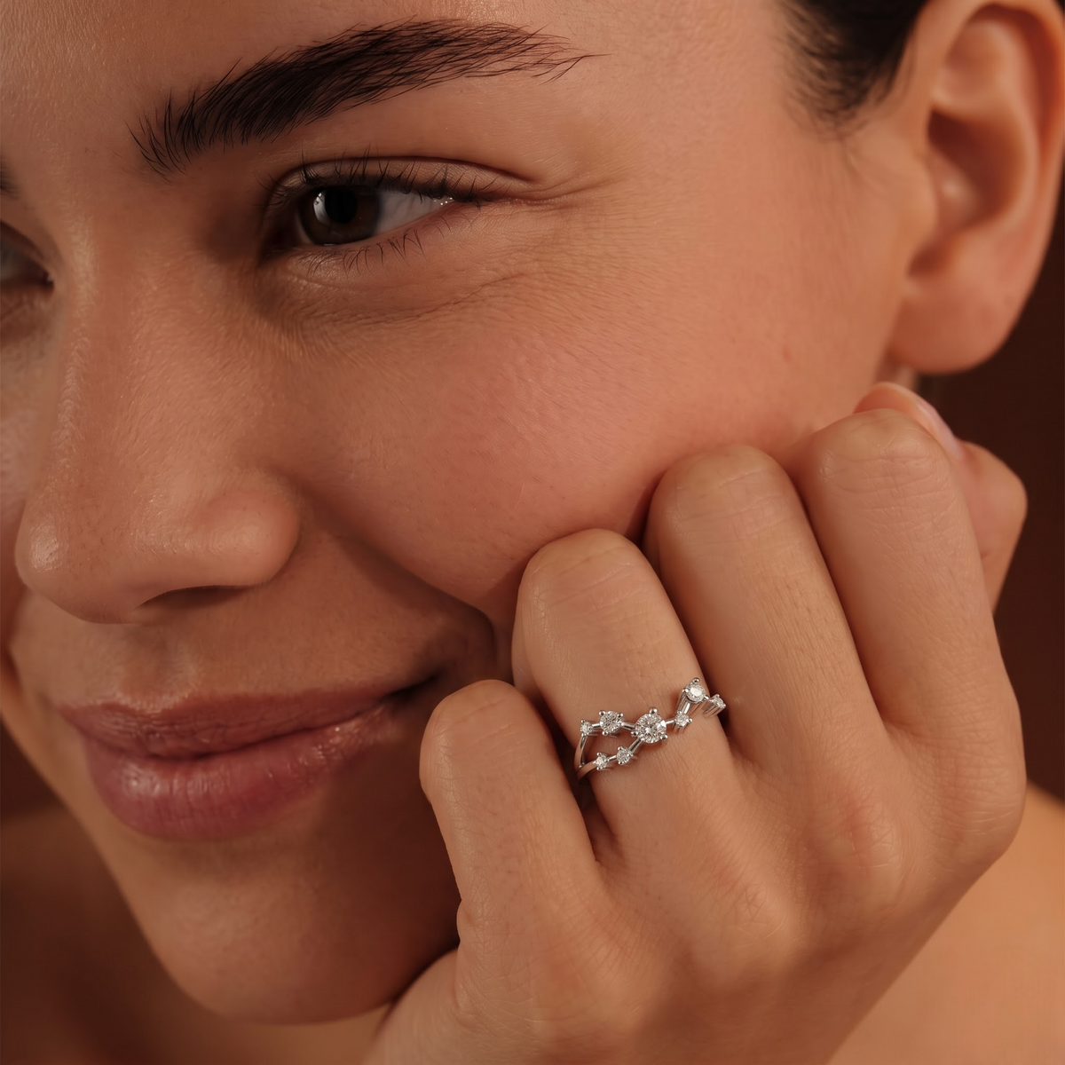 0.35 CT Round Taurus Lab Grown Diamond Ring, worn on the hand 2