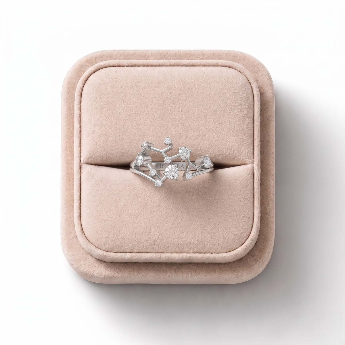 0.36 CT Round Sagittarius Lab Grown Diamond Ring, on a white background