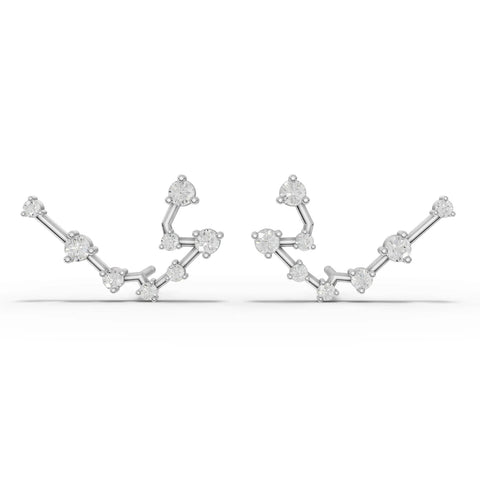 Aquarius Lab Diamond Earrings in 18k gold feature a delicate constellation design with round lab grown diamonds.