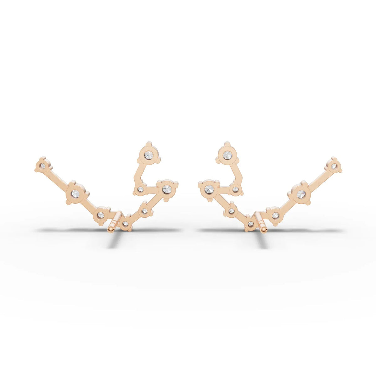 Aquarius constellation earrings featuring round lab-grown diamonds set in 18k gold, expressing a refined celestial design.