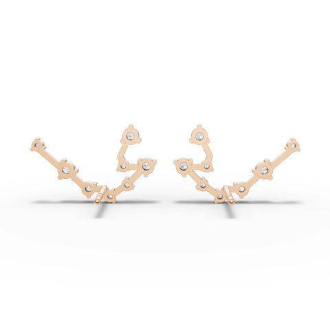 Aquarius constellation earrings featuring round lab-grown diamonds set in 18k gold, expressing a refined celestial design.