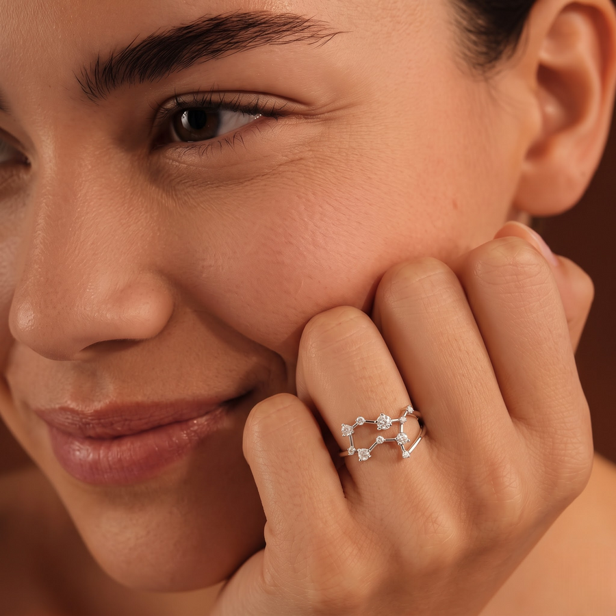 0.38 CT Round Gemini Lab Grown Diamond Ring, worn on the hand 2