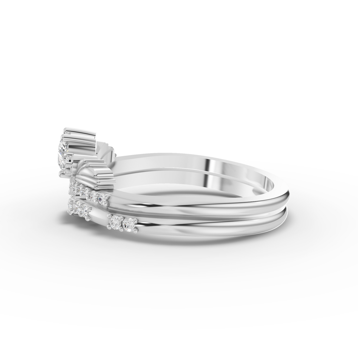 0.39 CT Heart Solitaire With Side Stone Lab Grown Diamond Band Set, view 3