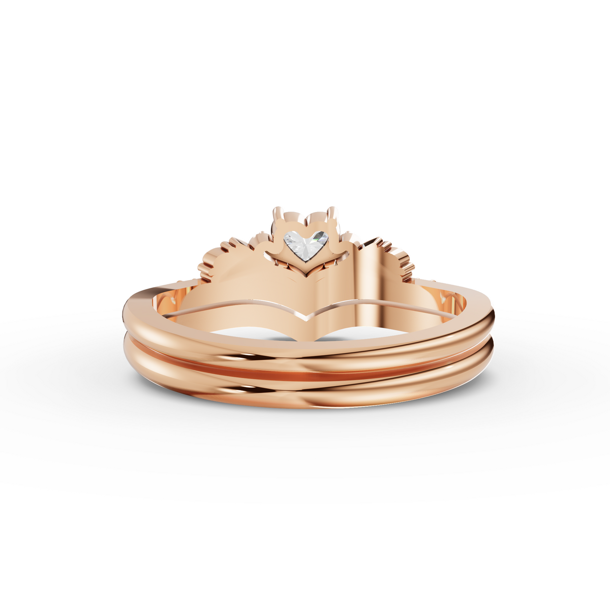 0.39 CT Heart Solitaire With Side Stone Lab Grown Diamond Band Set, view 6