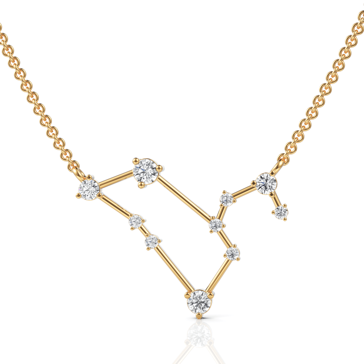 Leo constellation pendant yellow gold front view