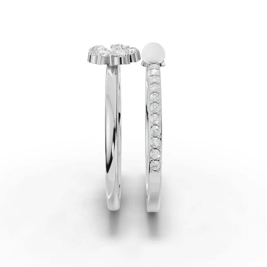 0.39 CT Pearl Lab Grown Diamond Ring with Pear Shape Floral Cluster Set in white gold, view 3